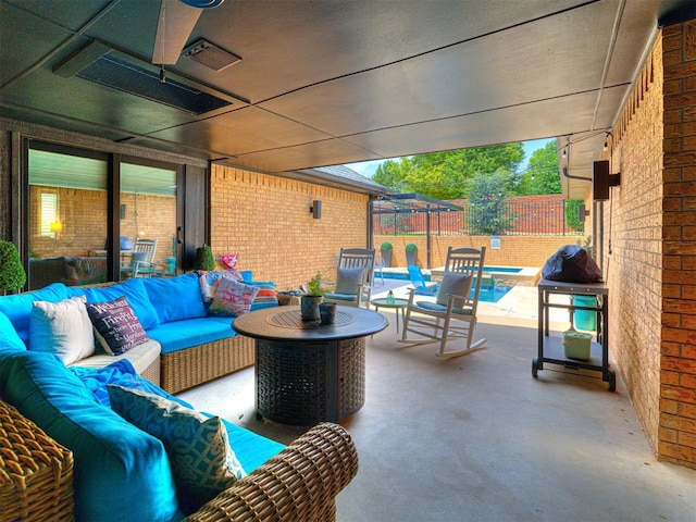 1521 Spring Creek Dr, Yukon, OK 73099 - fenced backyard featuring an outdoor hangout area and a patio