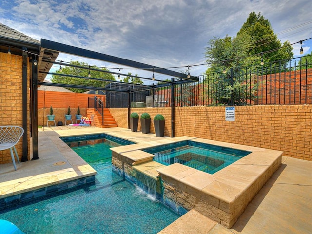 1521 Spring Creek Dr, Yukon, OK 73099 - view of pool with stairway, a pool with connected hot tub, and a patio