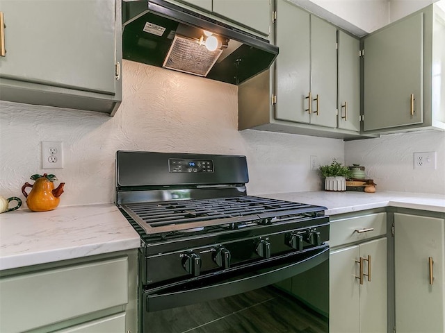 111 S Bristow Ave, Moore, OK 73160 - kitchen featuring black range with gas stovetop and under cabinet range hood