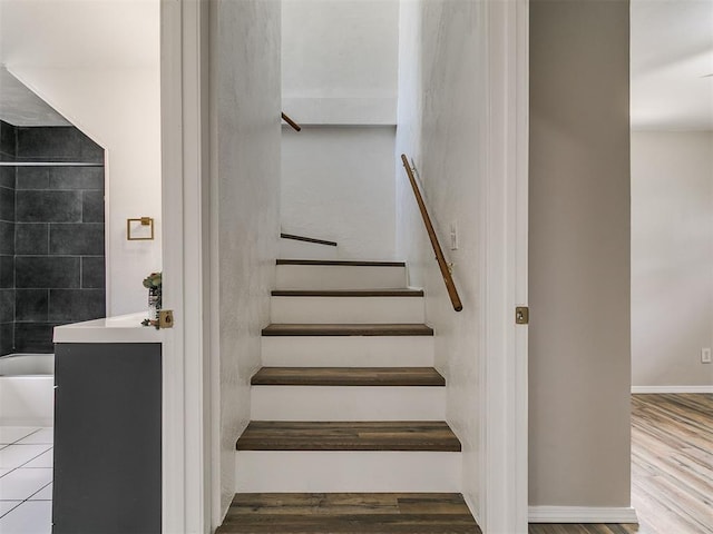 111 S Bristow Ave, Moore, OK 73160 - staircase with wood finished floors