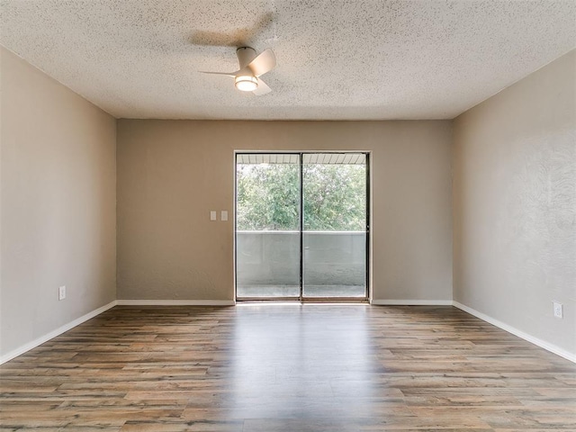111 S Bristow Ave, Moore, OK 73160 - unfurnished room with wood finished floors, a textured ceiling, and ceiling fan
