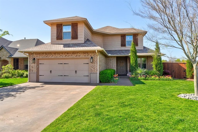 3937 NW 167th Ter, Edmond, OK 73012 - view of front of home with driveway, brick siding, a garage, and a shingled roof