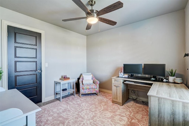 3937 NW 167th Ter, Edmond, OK 73012 - office with a ceiling fan and light carpet