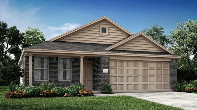 3704 Palmetto Bluff Dr, Mustang, OK 73064 - view of front of property with an attached garage, driveway, and brick siding