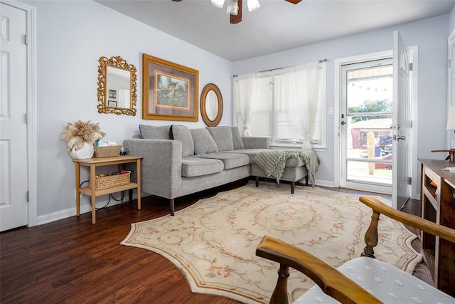 204 E Elder Ave, Duncan, OK 73533 - living room with ceiling fan and wood finished floors