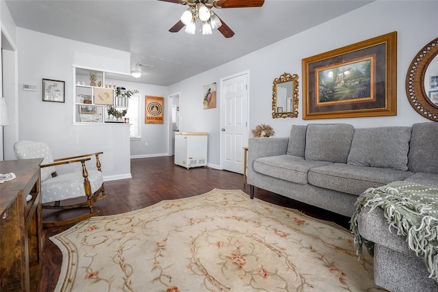 204 E Elder Ave, Duncan, OK 73533 - living area featuring ceiling fan and wood finished floors