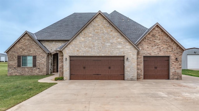 9125 NE Mustang Rd, Piedmont, OK 73078 - french country home with a garage, driveway, and a shingled roof