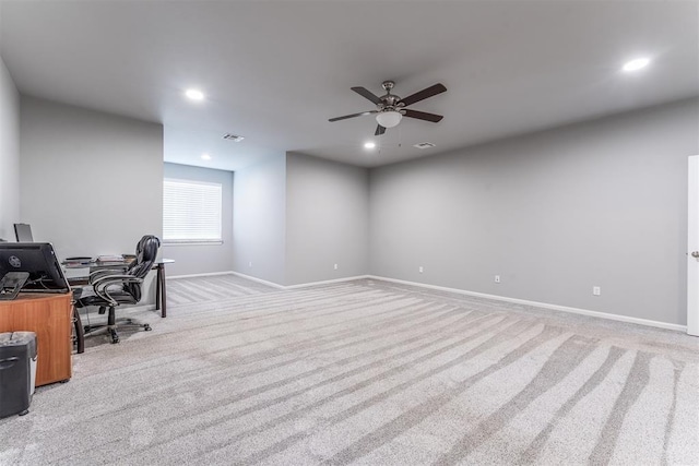 9125 NE Mustang Rd, Piedmont, OK 73078 - office space with light carpet, recessed lighting, and a ceiling fan