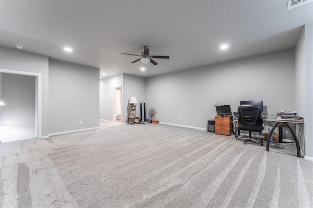 9125 NE Mustang Rd, Piedmont, OK 73078 - carpeted office with recessed lighting and a ceiling fan