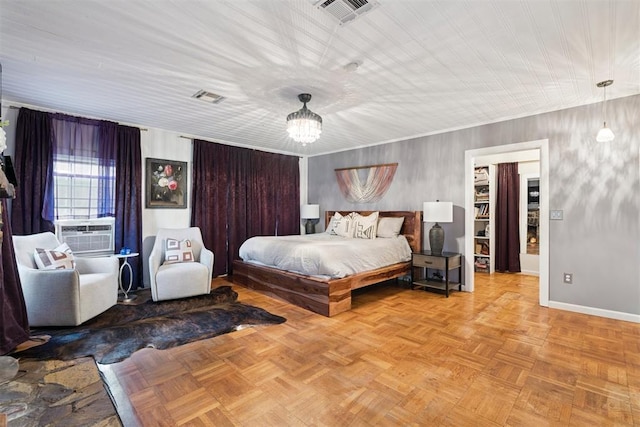 2625 Somerset Pl, Oklahoma City, OK 73116 - bedroom with a chandelier and cooling unit