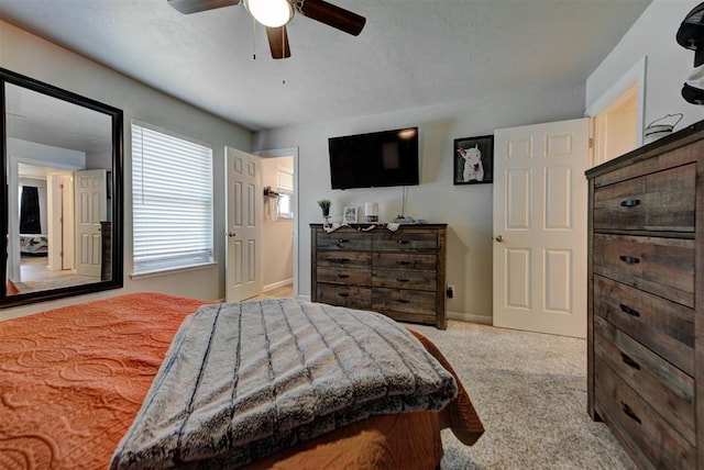 201 N English Dr, Moore, OK 73160 - bedroom featuring carpet floors and a ceiling fan