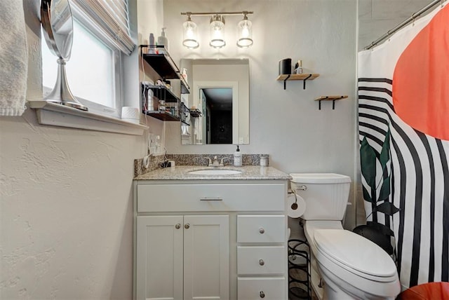 201 N English Dr, Moore, OK 73160 - bathroom featuring vanity and a shower with shower curtain