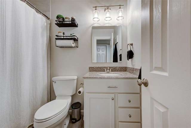 201 N English Dr, Moore, OK 73160 - bathroom featuring vanity and a shower with shower curtain