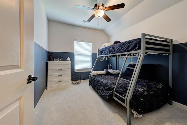 9920 NW 142nd St, Yukon, OK 73099 - bedroom featuring carpet flooring, ceiling fan, and lofted ceiling