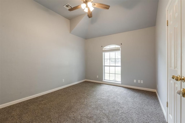 1723 Grey Hawk Rd, Edmond, OK 73003 - unfurnished room with a ceiling fan, carpet flooring, and lofted ceiling
