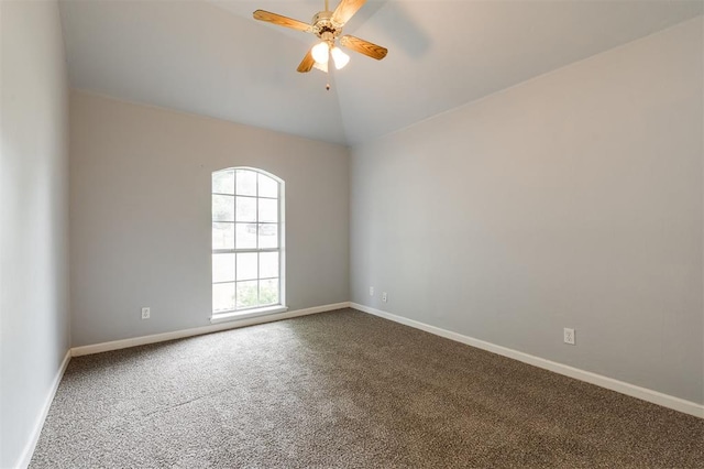 1723 Grey Hawk Rd, Edmond, OK 73003 - spare room with carpet flooring, a ceiling fan, and lofted ceiling