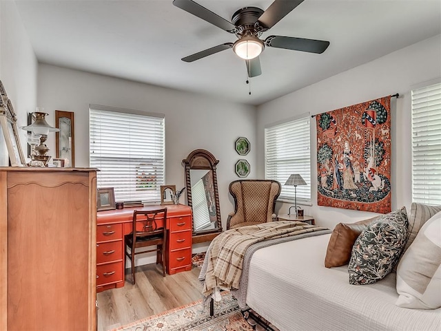 2244 Downing St, Oklahoma City, OK 73120 - bedroom featuring light wood-style floors, an office area, and ceiling fan