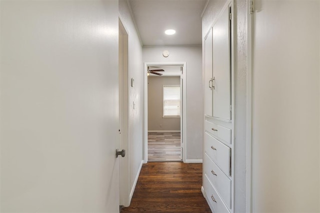 1627 Sheffield Rd, Oklahoma City, OK 73120 - hallway featuring dark wood-type flooring and recessed lighting