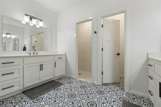 2666 Legacy Pl, Shawnee, OK 74804 - full bathroom with vanity, walk in shower, and tile patterned floors
