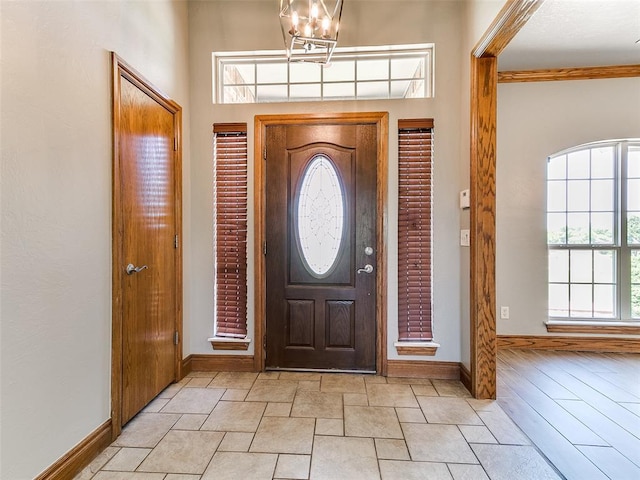4813 SE 28th St, Oklahoma City, OK 73165 - entryway with a chandelier and a towering ceiling