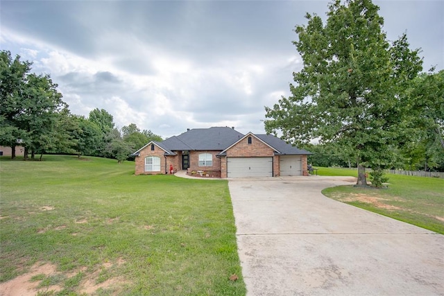 7712 Timber Creek Dr, Choctaw, OK 73020 - view of front facade featuring concrete driveway, a garage, a front yard, and brick siding