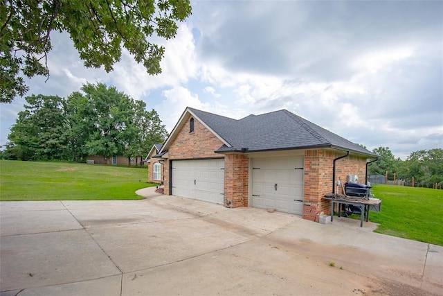 7712 Timber Creek Dr, Choctaw, OK 73020 - view of property exterior with brick siding, a lawn, concrete driveway, and a garage