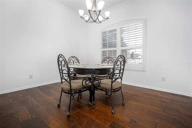 7712 Timber Creek Dr, Choctaw, OK 73020 - dining space featuring a chandelier, ornamental molding, and hardwood / wood-style flooring