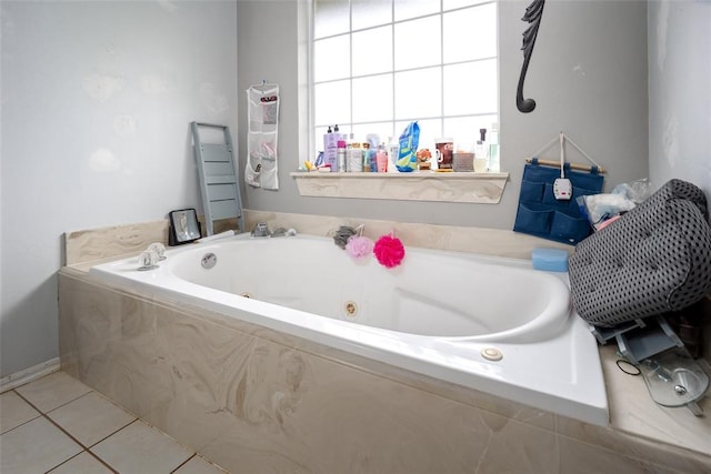 7712 Timber Creek Dr, Choctaw, OK 73020 - bathroom featuring a tub with jets and tile patterned flooring