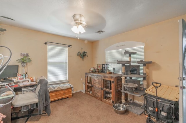 957 N Windermere Dr, Moore, OK 73160 - carpeted home office featuring ceiling fan