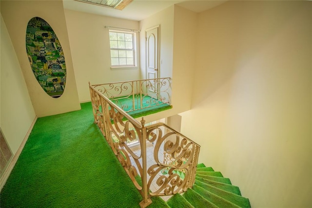 1507 Mill Creek Rd, Edmond, OK 73025 - staircase featuring carpet