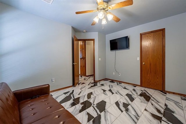 4700 SE 118th St, Oklahoma City, OK 73165 - unfurnished bedroom with baseboards and ceiling fan