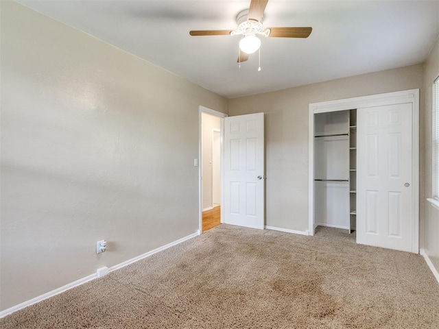 117 Asbill Ave, Yukon, OK 73099 - unfurnished bedroom with carpet flooring, a closet, and ceiling fan