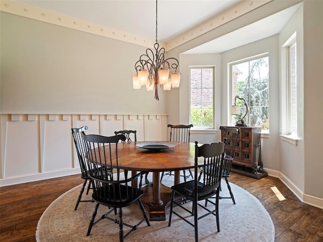 3325 Winding Creek Cir, Edmond, OK 73034 - dining room with a chandelier and wood finished floors