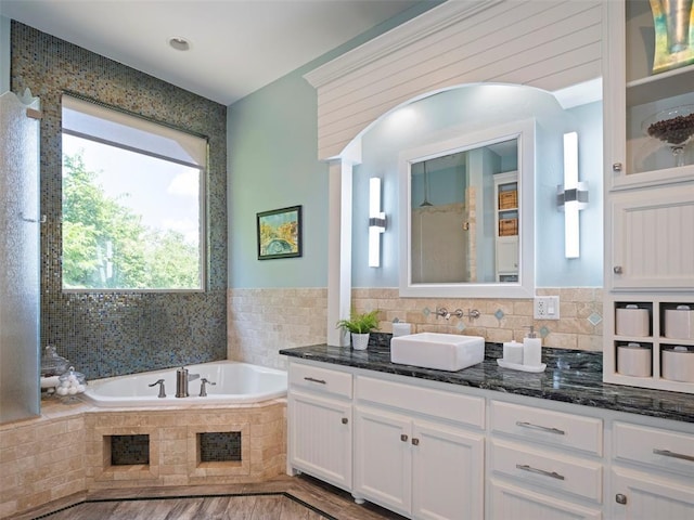 3325 Winding Creek Cir, Edmond, OK 73034 - bathroom with a garden tub and vanity