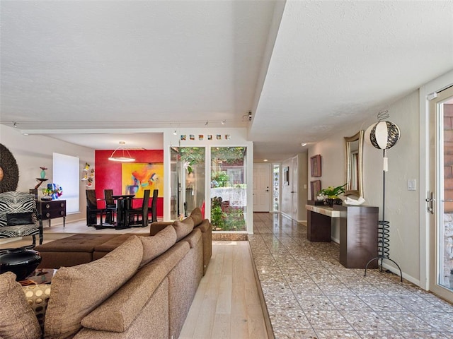 7501 Brookside Dr, Oklahoma City, OK 73132 - living room with a textured ceiling