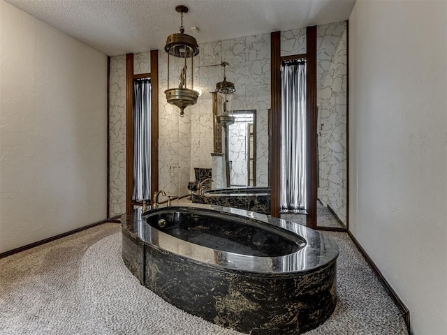 9220 Sutton Pl, Oklahoma City, OK 73132 - full bathroom featuring a garden tub and a textured ceiling