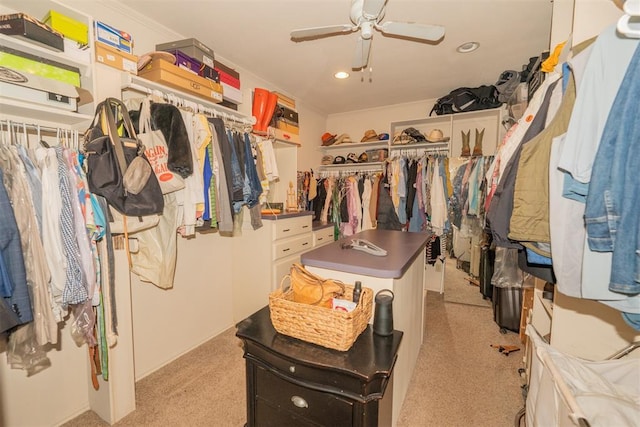 1301 E Rock Creek Rd, Tuttle, OK 73089 - spacious closet with a ceiling fan and light colored carpet