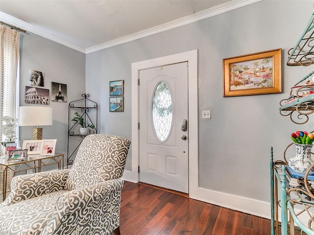 1122 NW 42nd St, Oklahoma City, OK 73118 - entrance foyer featuring dark wood-type flooring and ornamental molding