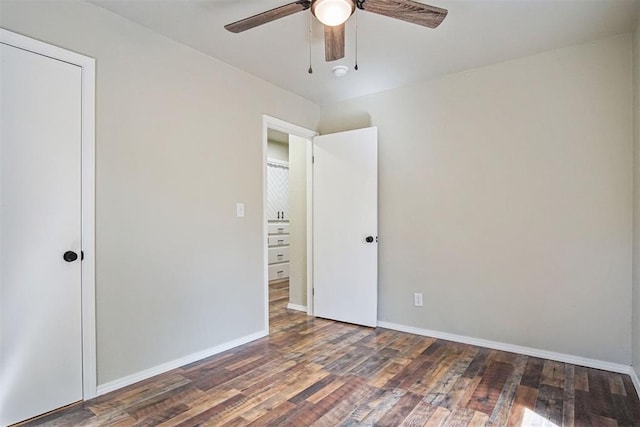 102078 S 3480th Rd, Meeker, OK 74855 - unfurnished bedroom featuring wood finished floors and ceiling fan