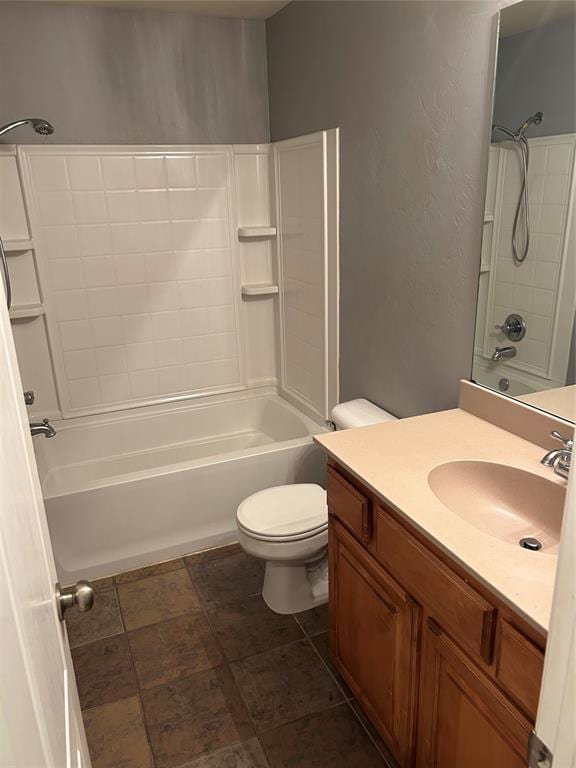 1108 SW 158th St, Oklahoma City, OK 73170 - bathroom featuring vanity, bathtub / shower combination, and a textured wall