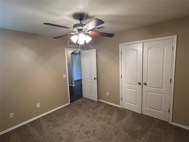 1108 SW 158th St, Oklahoma City, OK 73170 - unfurnished bedroom with carpet, a closet, and a ceiling fan