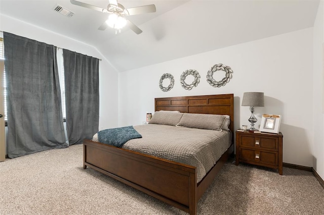 13 Ivory Dr, Yukon, OK 73099 - carpeted bedroom with lofted ceiling and ceiling fan
