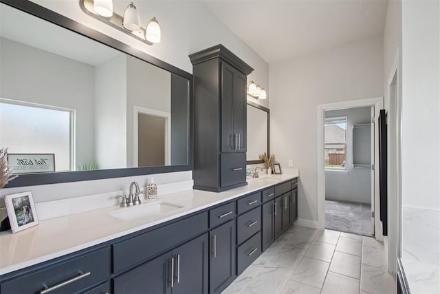 12825 SW 26th St, Yukon, OK 73099 - bathroom with marble finish floors and double vanity