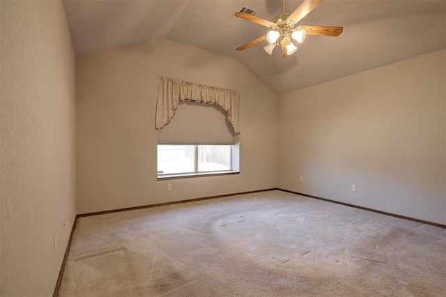 2401 Westchester Dr, Moore, OK 73160 - spare room with light carpet, lofted ceiling, and a ceiling fan