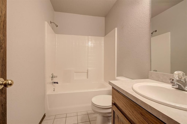 2401 Westchester Dr, Moore, OK 73160 - full bath with vanity, tub / shower combination, a textured wall, and tile patterned flooring