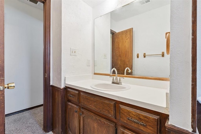 515 Cripple Creek Dr, Norman, OK 73071 - bathroom featuring vanity and a textured wall