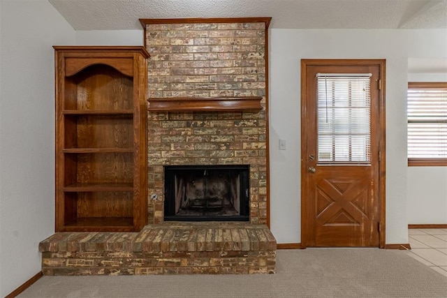 3116 SW 96th St, Oklahoma City, OK 73159 - unfurnished living room with a fireplace and carpet