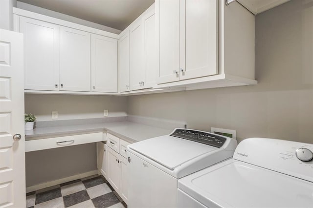 833 Gathering Leaves Way Unit 9183810100, Edmond, OK 73034 - laundry room featuring light floors, cabinet space, and washer and dryer