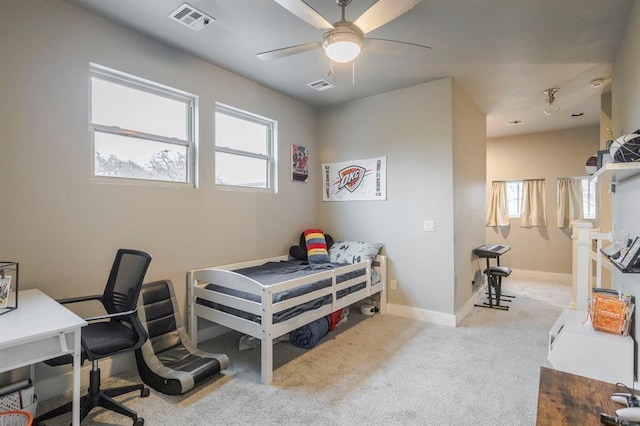 833 Gathering Leaves Way Unit 9183810100, Edmond, OK 73034 - bedroom featuring carpet floors, multiple windows, and a ceiling fan