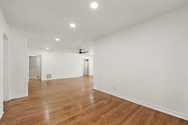 2525 NW 32nd St, Oklahoma City, OK 73112 - spare room with recessed lighting, a ceiling fan, light wood-type flooring, and a smoke detector